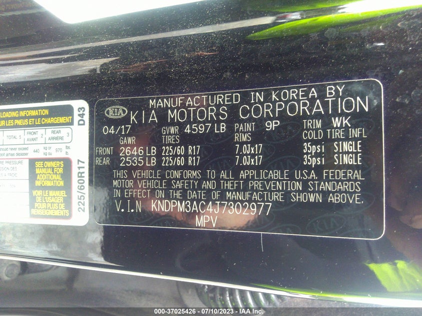 VIN KNDPM3AC4J7302977 2018 KIA SPORTAGE LX