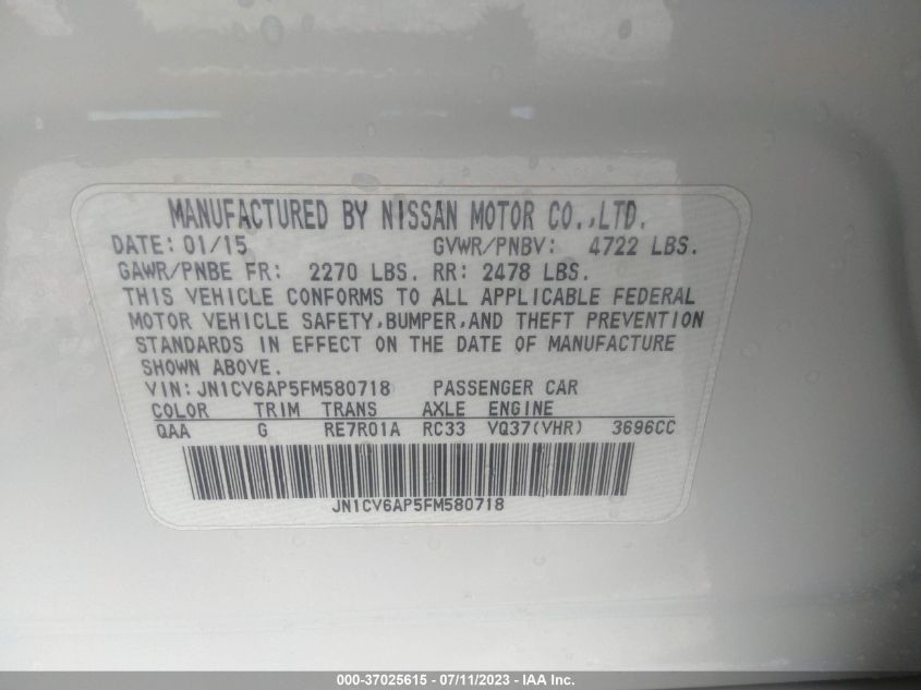 2015 INFINITI Q40 JN1CV6AP5FM580718