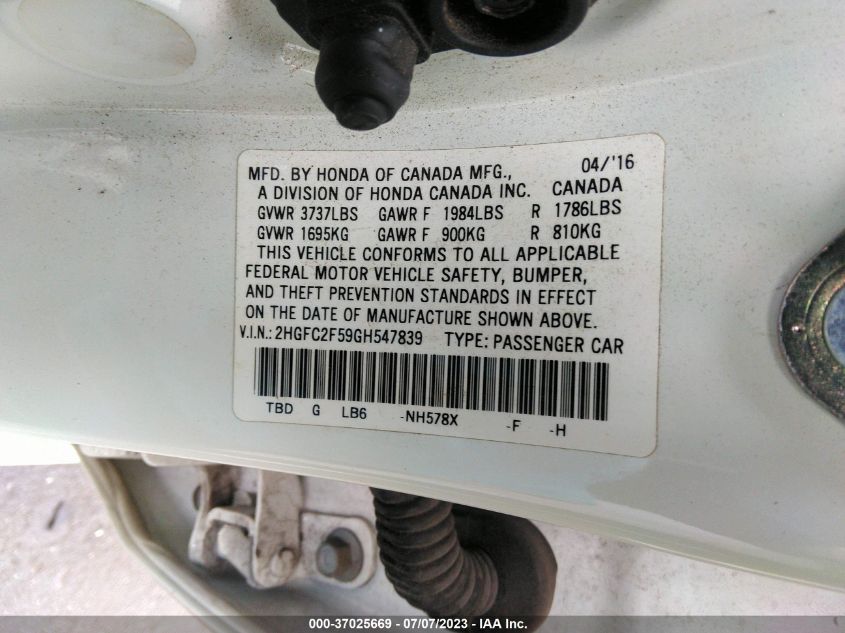 2016 HONDA CIVIC SEDAN LX - 2HGFC2F59GH547839