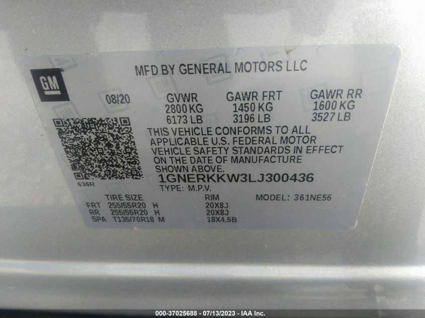 2020 CHEVROLET TRAVERSE PREMIER - 1GNERKKW3LJ300436
