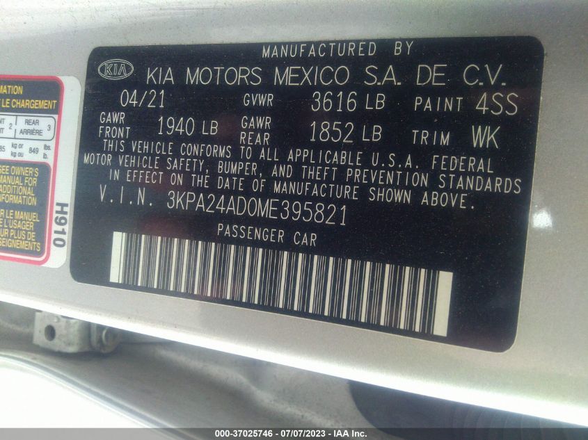 2021 KIA RIO LX - 3KPA24AD0ME395821