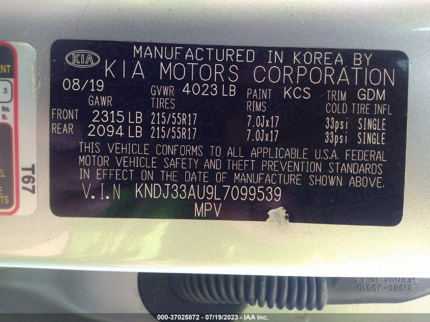 2020 KIA SOUL EX - KNDJ33AU9L7099539