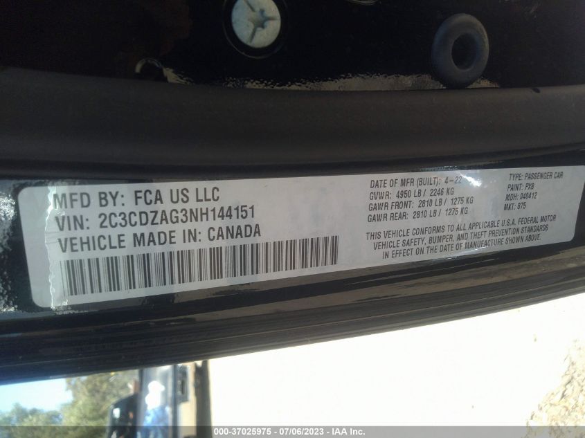 2022 DODGE CHALLENGER SXT - 2C3CDZAG8NH131914