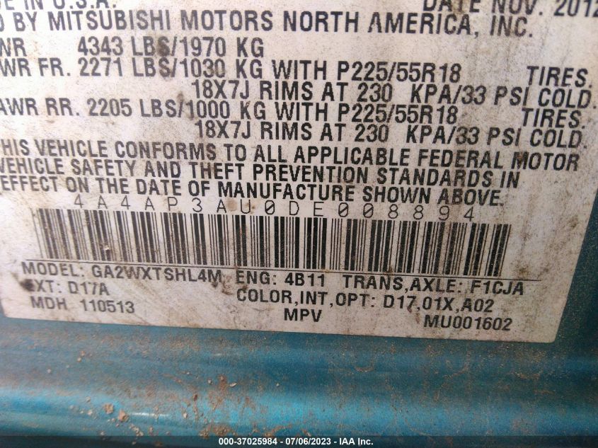 2013 MITSUBISHI OUTLANDER SPORT ES - 4A4AP3AU0DE008894