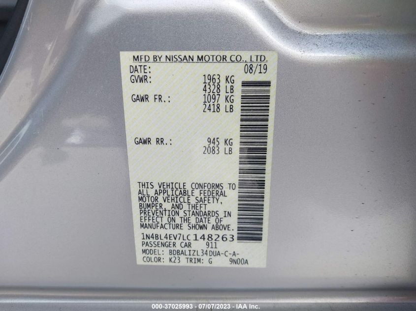 2020 NISSAN ALTIMA 2.5 SL - 1N4BL4EV7LC148263