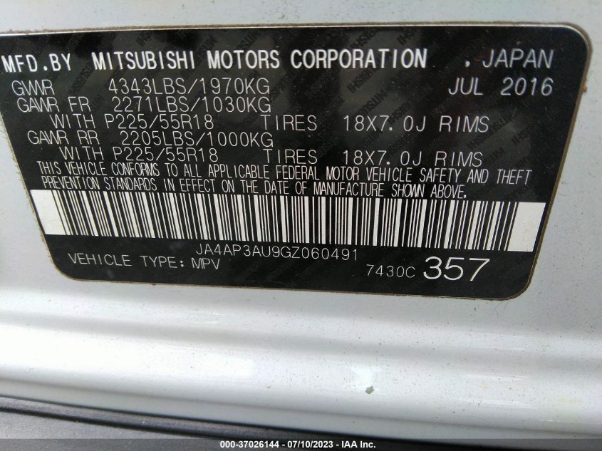 2016 MITSUBISHI OUTLANDER SPORT 2.0 ES - JA4AP3AU9GZ060491