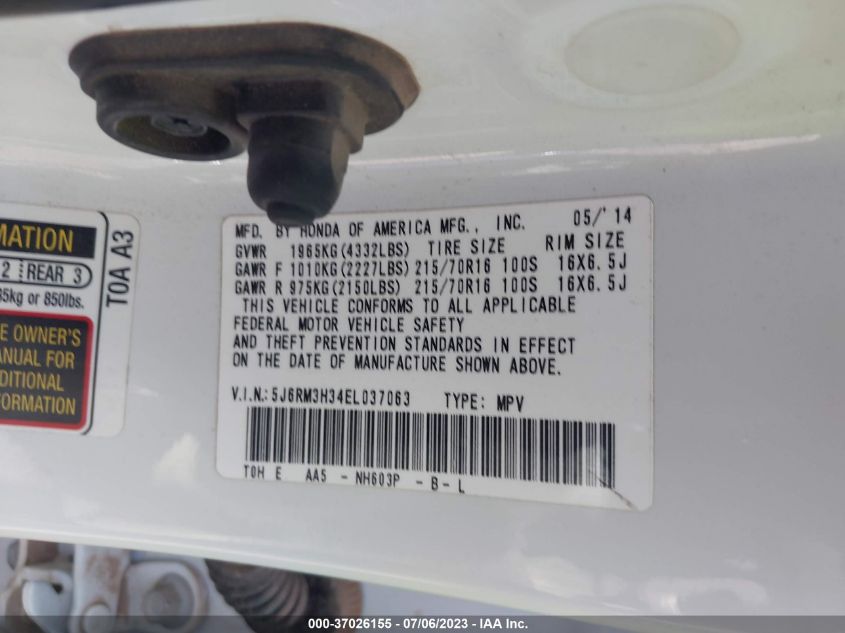 2014 HONDA CR-V LX - 5J6RM3H34EL037063