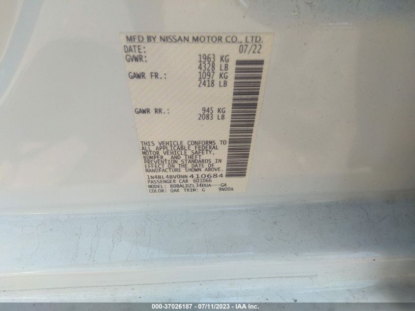 2022 NISSAN ALTIMA 2.5 S - 1N4BL4BV0NN410684