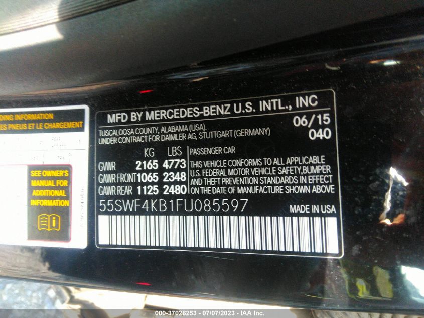 2015 MERCEDES-BENZ C-CLASS C 300 - 55SWF4KB1FU085597