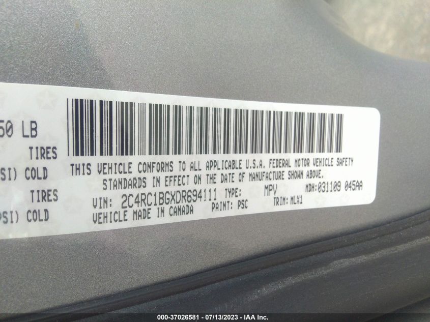 2013 CHRYSLER TOWN & COUNTRY TOURING - 2C4RC1BGXDR694111