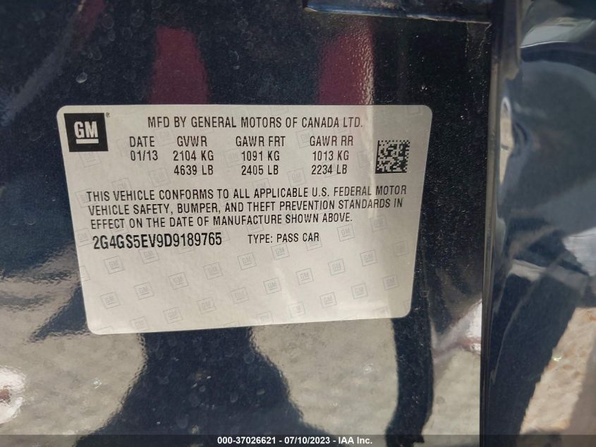 2013 BUICK REGAL TURBO PREMIUM 1 - 2G4GS5EV9D9189765