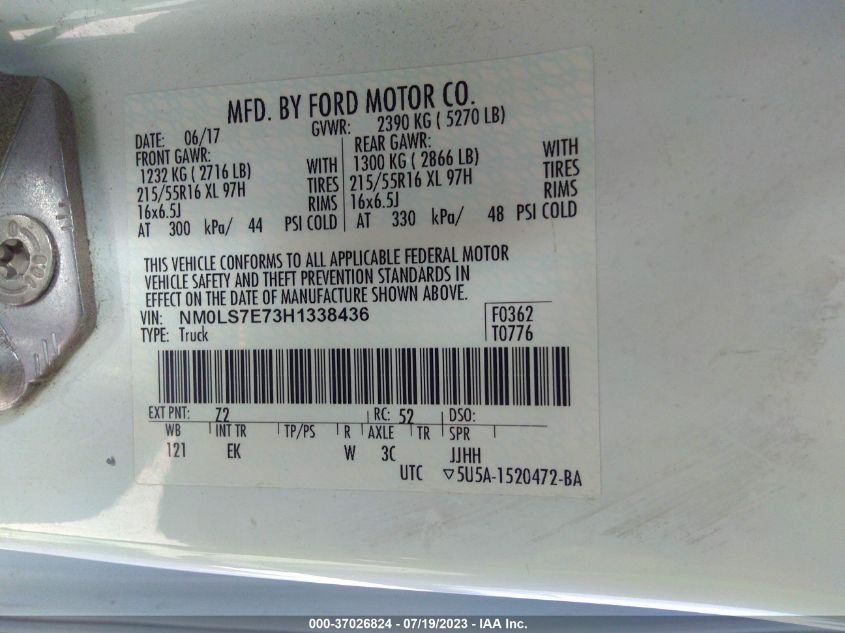 2017 FORD TRANSIT CONNECT VAN XL - NM0LS7E73H1338436