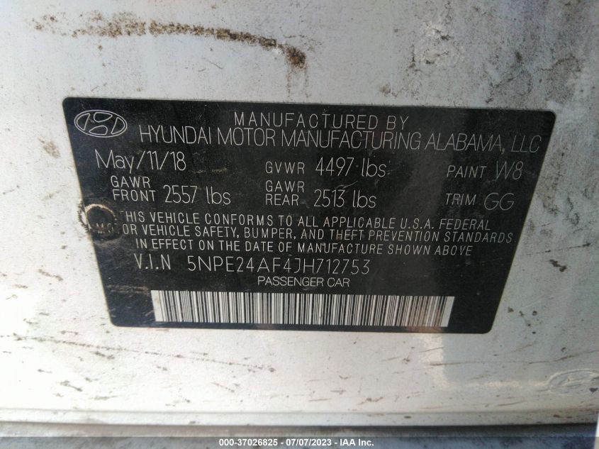 2018 HYUNDAI SONATA SE - 5NPE24AF4JH712753