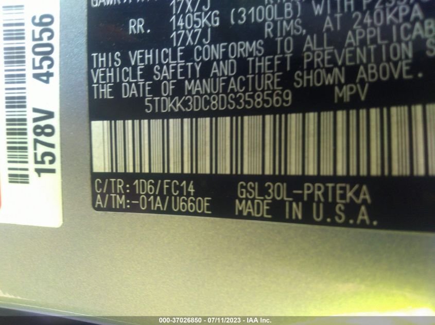 2013 TOYOTA SIENNA LE - 5TDKK3DC8DS358569