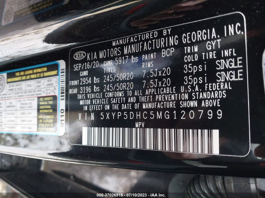 2021 KIA TELLURIDE SX - 5XYP5DHC5MG120799