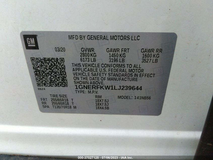 2020 CHEVROLET TRAVERSE LS - 1GNERFKW1LJ239644