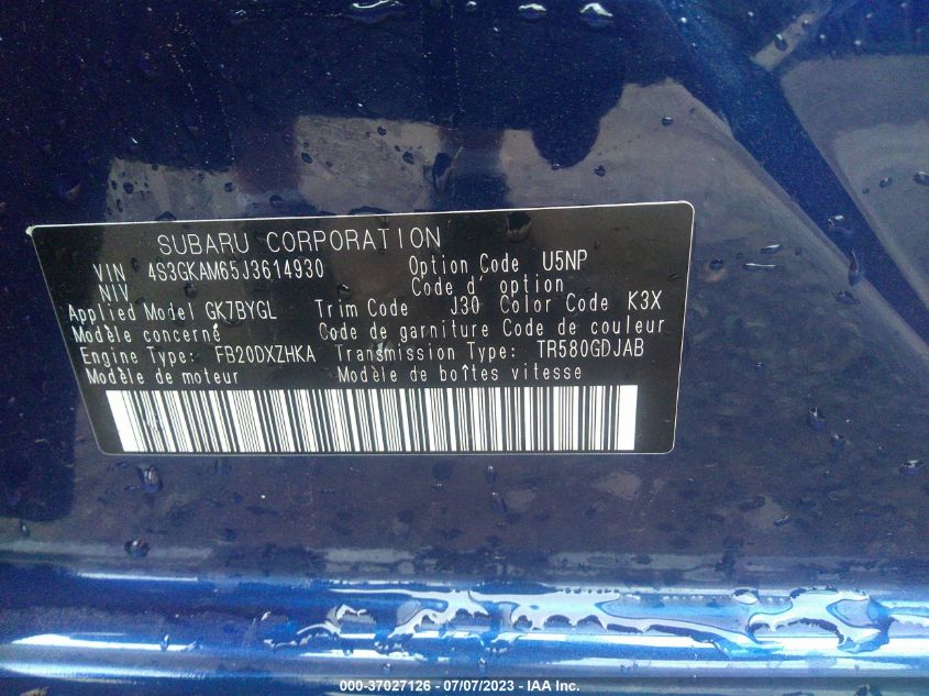 2018 SUBARU IMPREZA SPORT - 4S3GKAM65J3614930