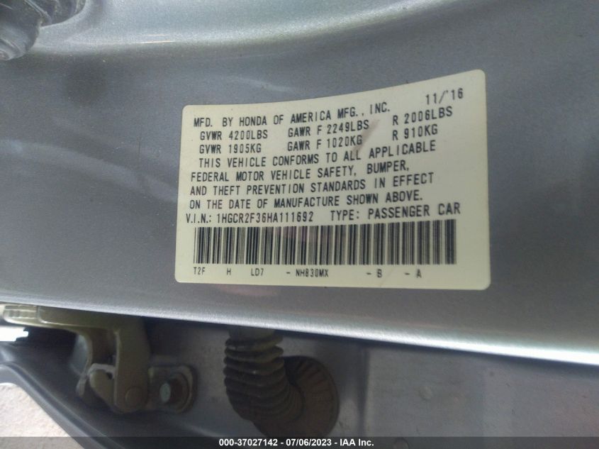 2017 HONDA ACCORD SEDAN LX - 1HGCR2F36HA111692