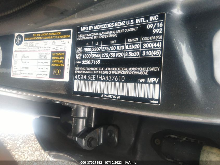 2017 MERCEDES-BENZ GLS GLS 450 - 4JGDF6EE1HA837610