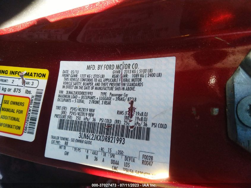 2013 LINCOLN MKZ - 3LN6L2JKXDR821993