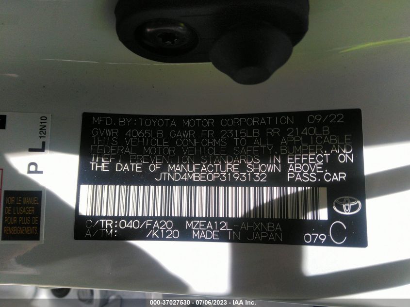 2023 TOYOTA COROLLA HATCHBACK SE JTND4MBE0P3193132