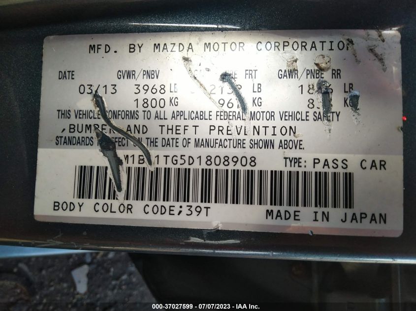2013 MAZDA MAZDA3 I SV - JM1BL1TG5D1808908
