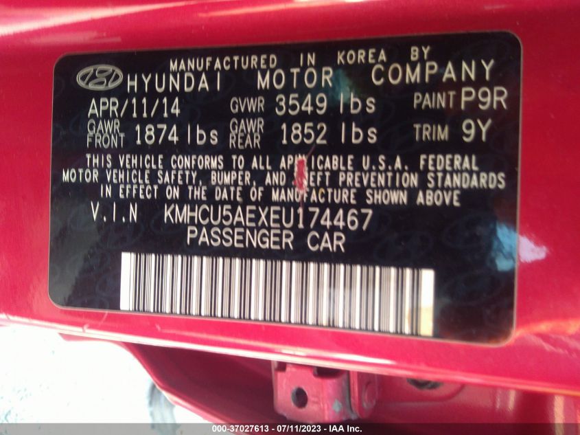 2014 HYUNDAI ACCENT SE - KMHCU5AEXEU174467