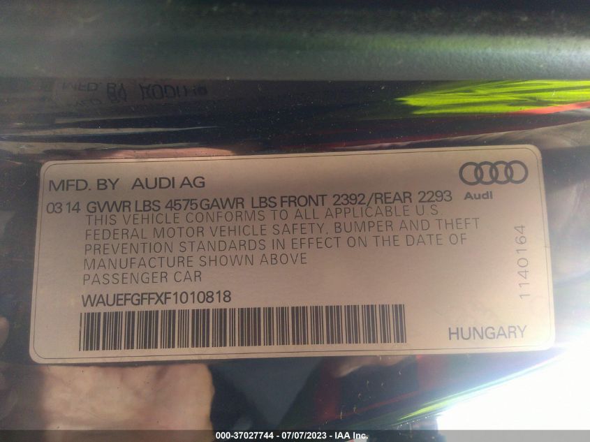 2015 AUDI A3 PREMIUM PLUS - WAUEFGFFXF1010818