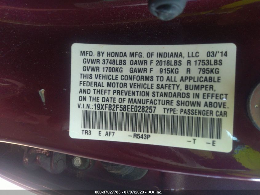 2014 HONDA CIVIC LX - 19XFB2F58EE028225