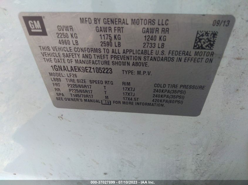 2014 CHEVROLET EQUINOX LS - 1GNALAEK9EZ105223