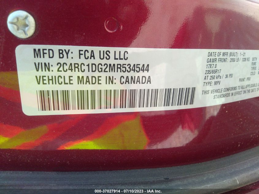 2021 CHRYSLER VOYAGER LXI - 2C4RC1DG2MR534544