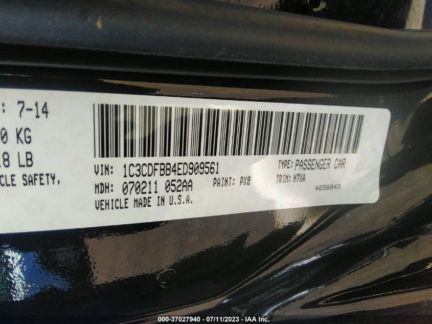 2014 DODGE DART SXT - 1C3CDFBB4ED909561
