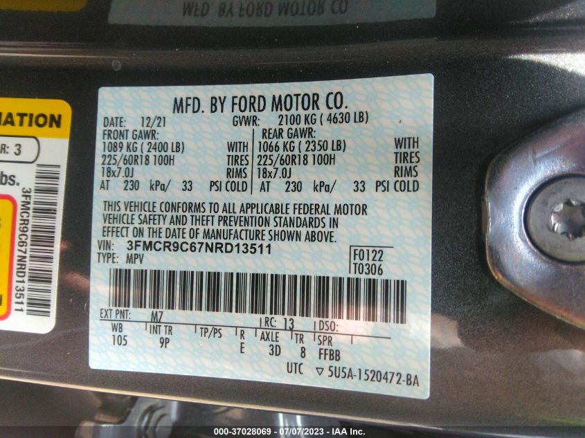 2022 FORD BRONCO SPORT OUTER BANKS - 3FMCR9C67NRD13511