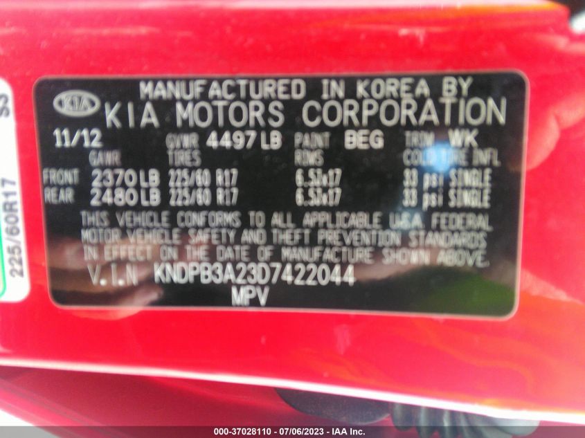 2013 KIA SPORTAGE LX - KNDPB3A23D7422044