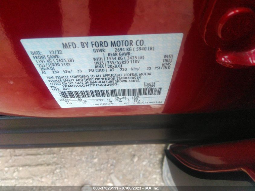 2023 FORD EXPLORER XLT - 1FMSK8DH7PGA02553