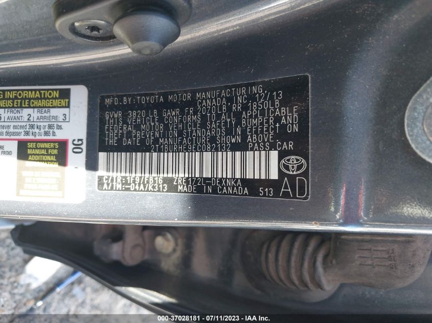 2014 TOYOTA COROLLA L/LE/S/S PLUS/LE PLUS - 2T1BURHE9EC082132