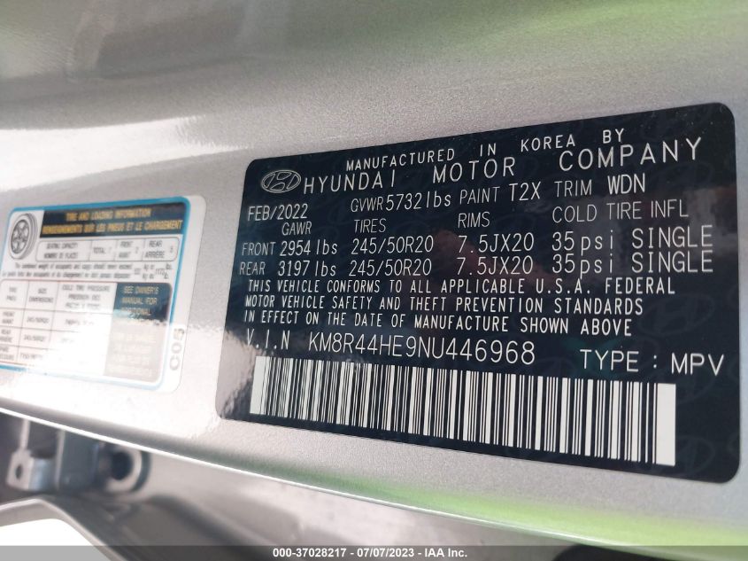 2022 HYUNDAI PALISADE SEL - KM8R44HE9NU446968