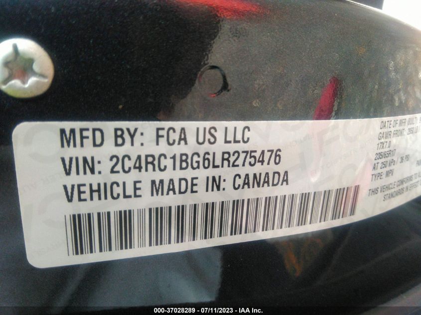 2020 CHRYSLER PACIFICA TOURING L - 2C4RC1BG6LR275476