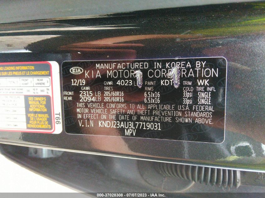 2020 KIA SOUL S - KNDJ23AU3L7719031