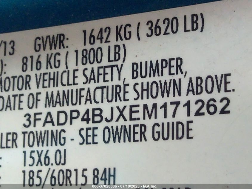 2014 FORD FIESTA SE - 3FADP4BJXEM171262