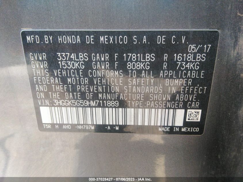 2017 HONDA FIT LX - 3HGGK5G59HM711889