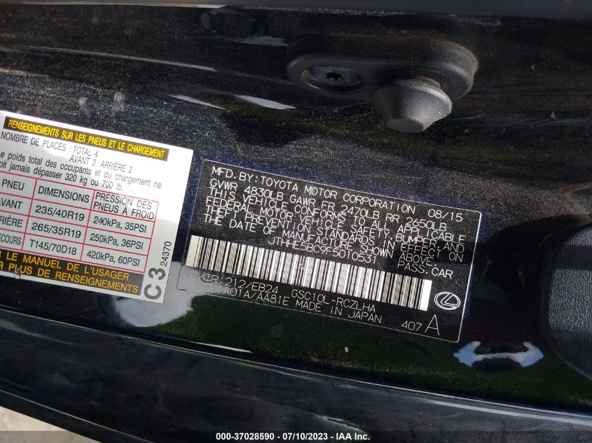 2015 LEXUS RC 350 - JTHHE5BC9F5010531