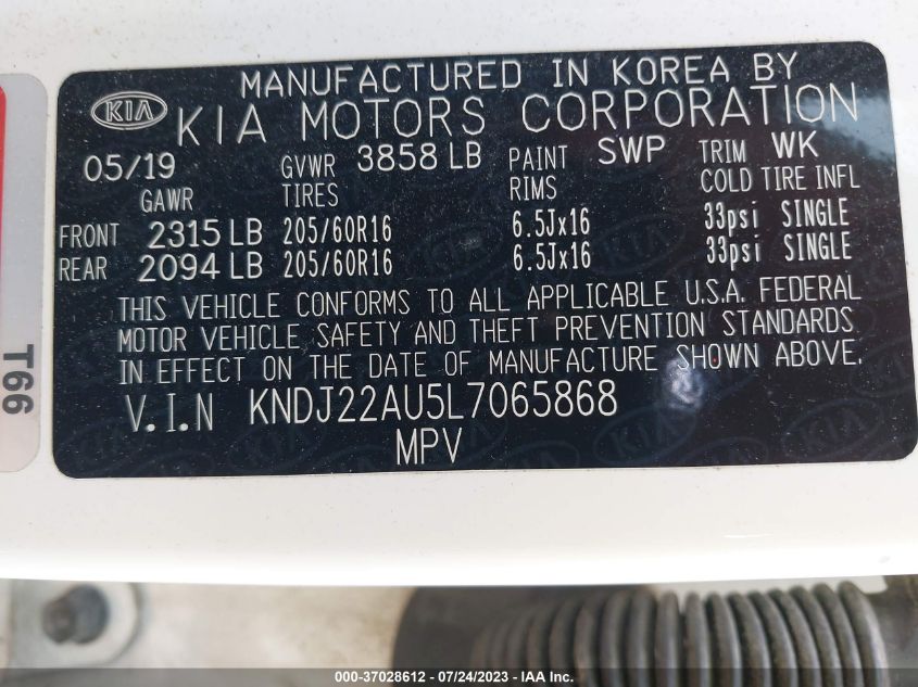 2020 KIA SOUL LX - KNDJ22AU5L7065868