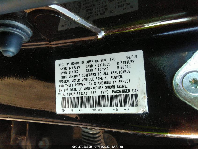 2016 ACURA TLX TECH - 19UUB1F50GA011137