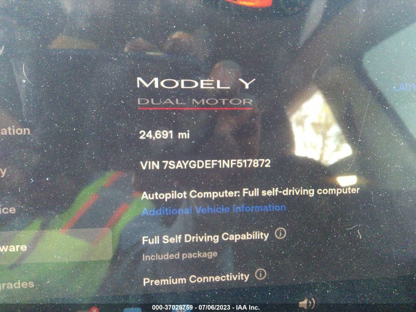 2022 TESLA MODEL Y PERFORMANCE - 7SAYGDEF1NF517872