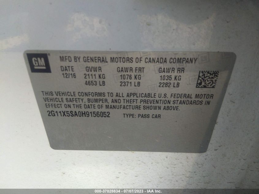 2017 CHEVROLET IMPALA LS - 2G11X5SA0H9156052