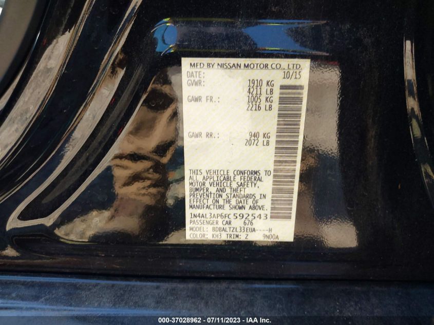 2015 NISSAN ALTIMA 2.5 SL - 1N4AL3AP6FC592543