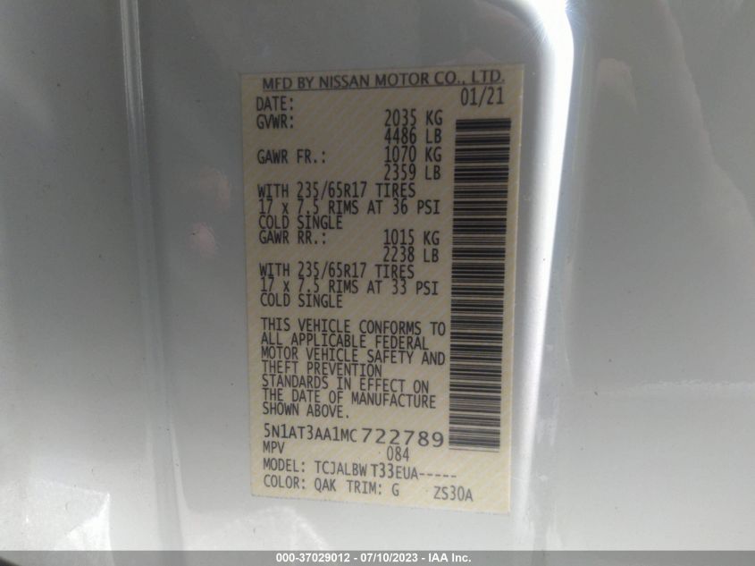 2021 NISSAN ROGUE S - 5N1AT3AA1MC722789