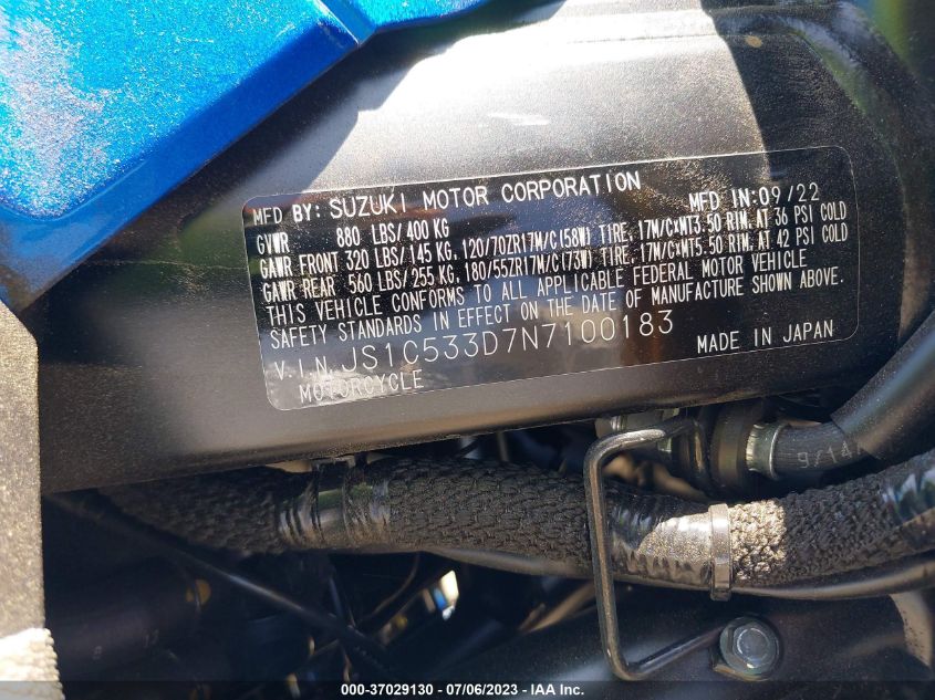 2022 SUZUKI GSX-S750 M/Z - JS1C533D7N7100183