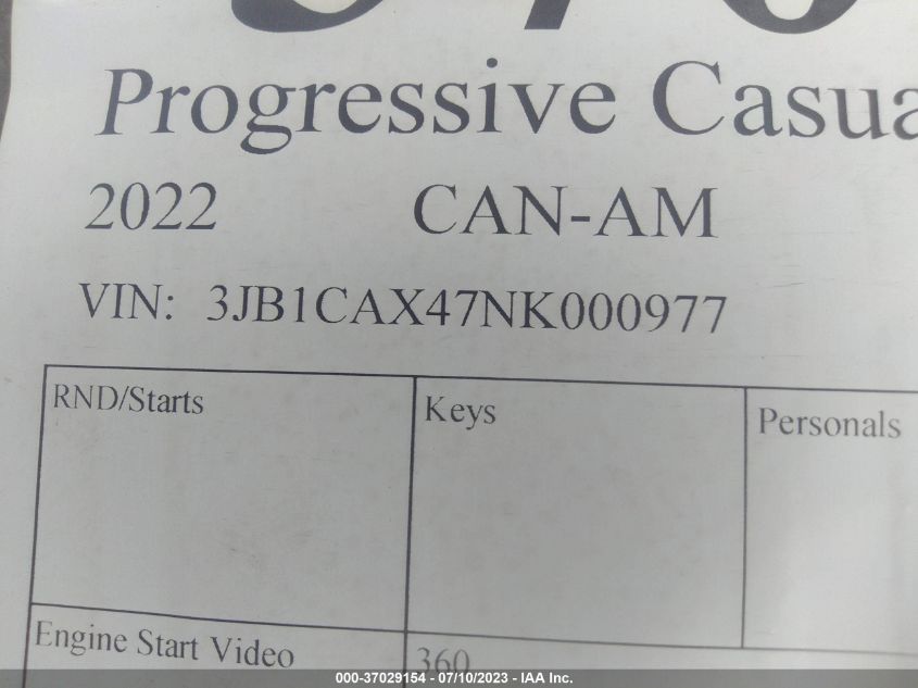 2022 CAN-AM COMMANDER MAX XT 1000R/XT-P 1000R 3JB1CAX47NK000977